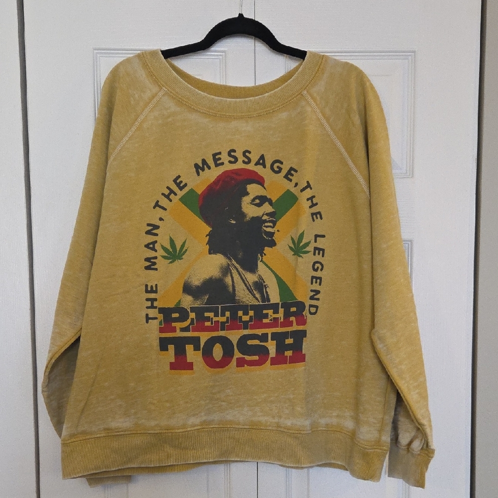 Recycled Karma Mustard Graphic Crewneck Sweater